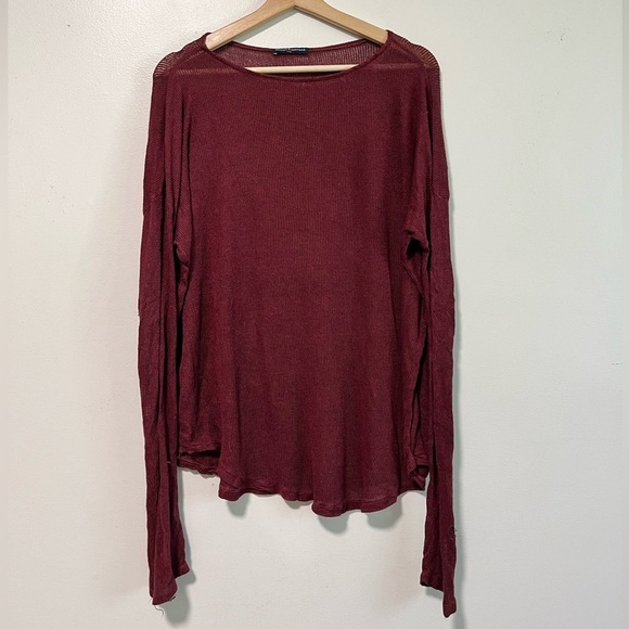 Brandy Melville Burgundy Knit Long Sleeve Top - Small - Picture 2 of 6
